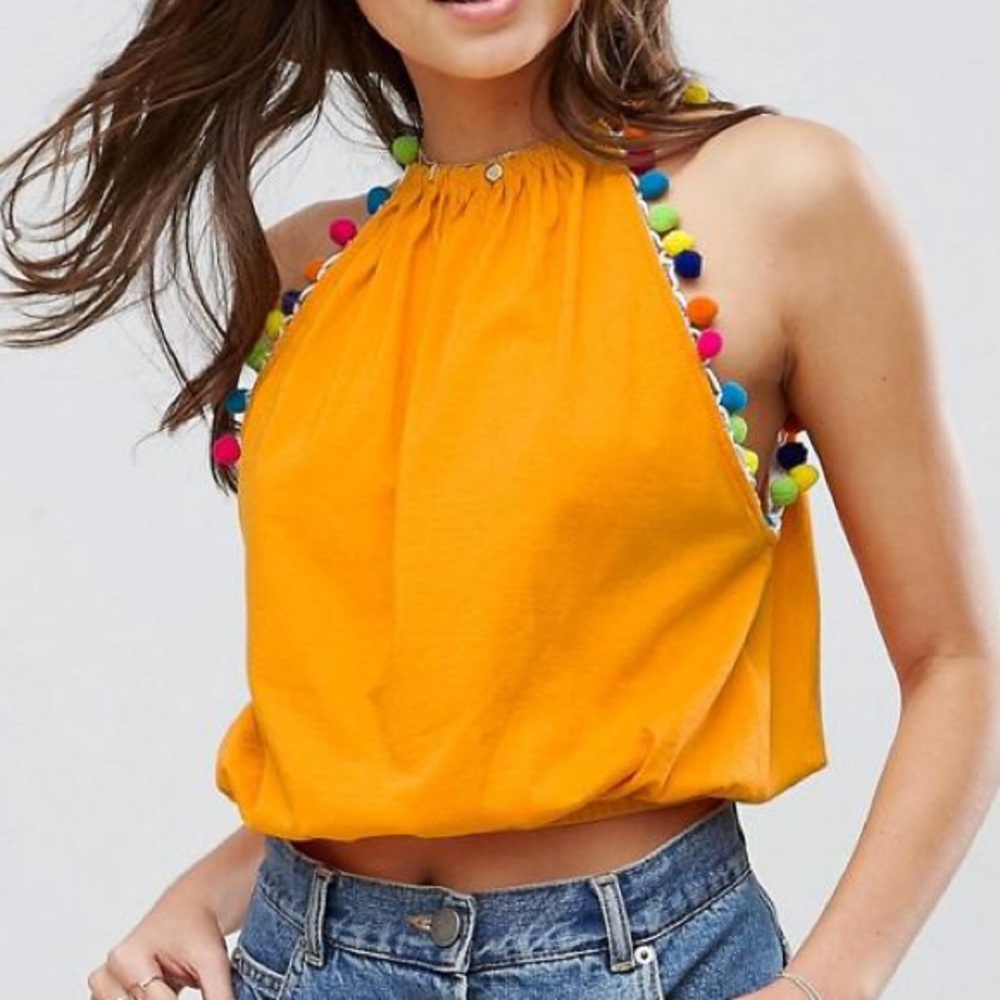 ASOS Cami with Drop Armhole Pom Poms